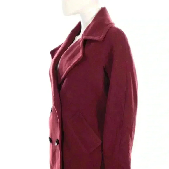 Trina Turk Wool Cashmere Blend Double Breasted Burgundy Red Winter Peacoat 14 - Picture 2 of 8